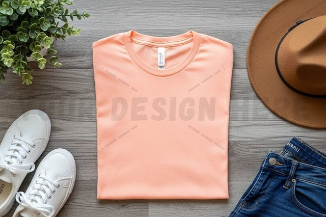 Peach t-shirt mockup design Mock Up Photo Regulrcrative 