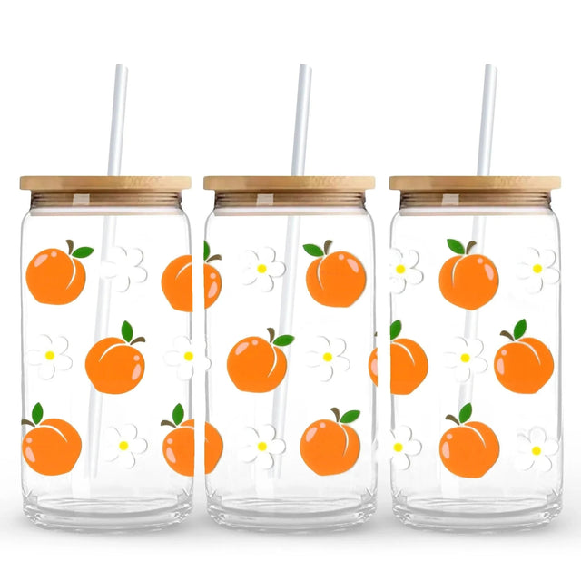 Peaches & Daisies 9.7" x 4.3" UV DTF Wrap (Cup NOT Included) Physical DIY Craft Warehouse 