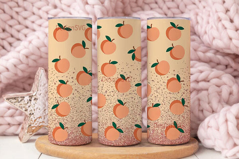 Peachy Glitter 20oz Tumbler Wrap Sublimation DesignSVG 