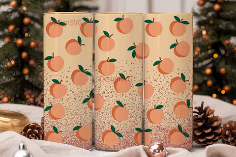 Peachy Glitter 20oz Tumbler Wrap Sublimation DesignSVG 