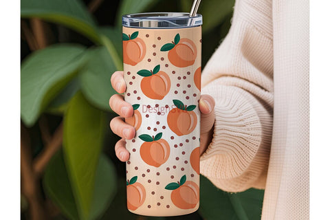 Peachy Glitter 20oz Tumbler Wrap Sublimation DesignSVG 