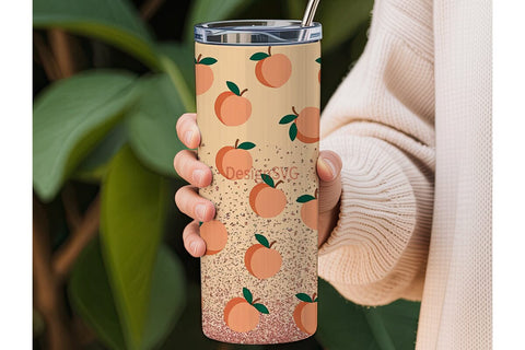 Peachy Glitter 20oz Tumbler Wrap Sublimation DesignSVG 