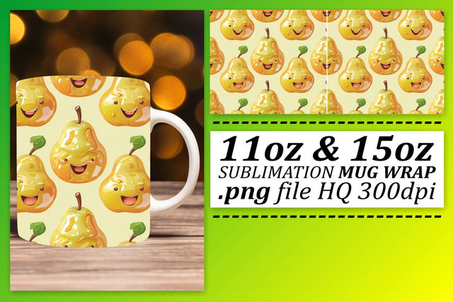 Peachy Paradise Mug Wrap: Sublimated Citrus Charm Sublimation afrosvg 