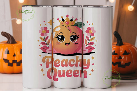 Peachy Queen 20oz Tumbler Wrap Sublimation PixelChick 