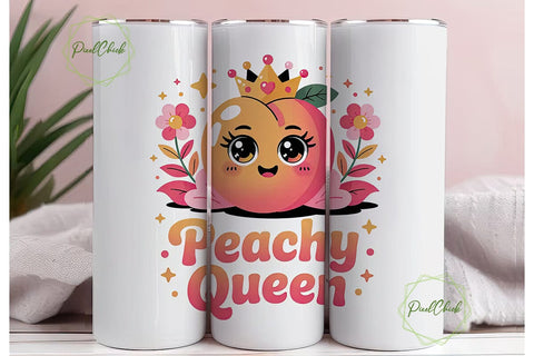 Peachy Queen 20oz Tumbler Wrap Sublimation PixelChick 