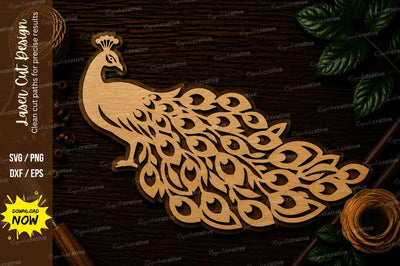 Peacock Bird Silhouette Laser Cut SVG File SVG Regulrcrative 