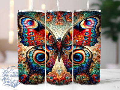 Peacock Butterfly Art Tumbler, Butterfly Art, Nature Theme, Elegant Design, Vibrant Pattern, 20Oz Tumbler, Sublimation Wrap Sublimation ToriDesigns 