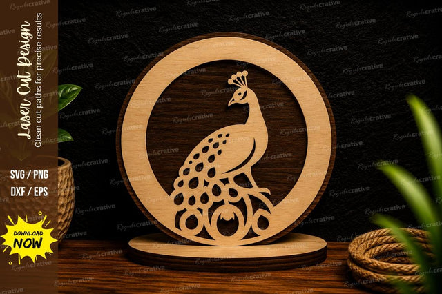Peacock Circle Ornament Laser Cut Svg Design SVG Regulrcrative 