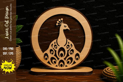 Peacock Circle Silhouette Laser Cut Svg Design SVG Regulrcrative 