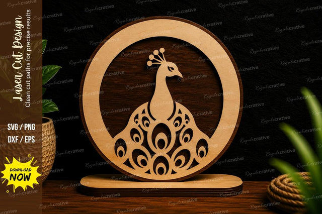 Peacock Circle Silhouette Laser Cut Svg Design SVG Regulrcrative 