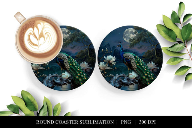Peacock Coaster Design, DIY Sublimation Digital Download PNG Sublimation BijouBay 