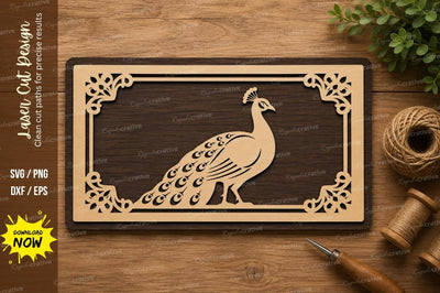 Peacock Decorative Frame Wall Art Laser Cut SVG File SVG Regulrcrative 