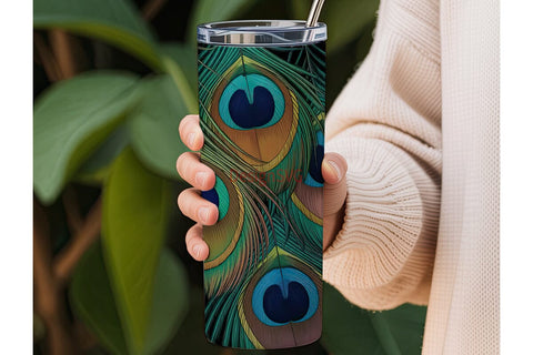 Peacock Feather 20oz Tumbler Wrap Sublimation DesignSVG 