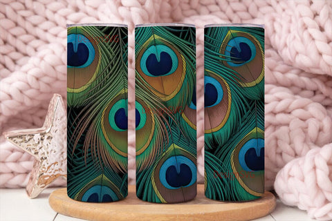 Peacock Feather 20oz Tumbler Wrap Sublimation DesignSVG 