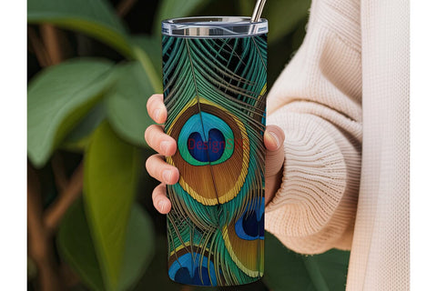 Peacock Feather 20oz Tumbler Wrap Sublimation DesignSVG 