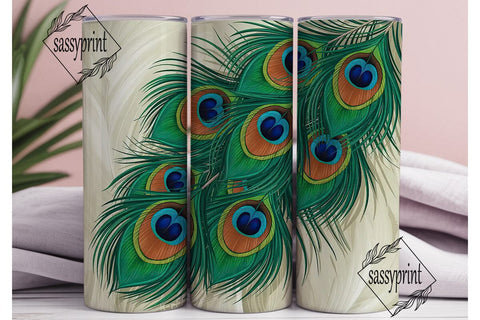 Peacock Feather 20oz Tumbler Wrap Sublimation sassyprint 