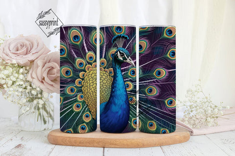 Peacock Feather 20oz Tumbler Wrap Sublimation sassyprint 