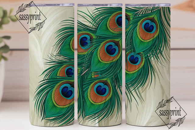 Peacock Feather 20oz Tumbler Wrap Sublimation sassyprint 