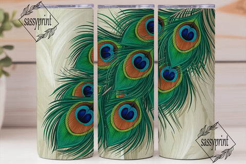 Peacock Feather 20oz Tumbler Wrap Sublimation sassyprint 