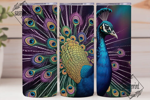 Peacock Feather 20oz Tumbler Wrap Sublimation sassyprint 