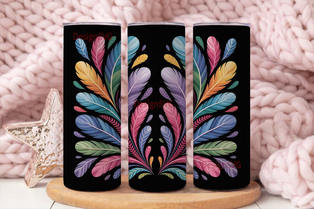 Peacock Feather Burst 20oz Tumbler Wrap Sublimation DesignSVG 