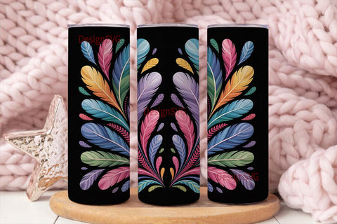 Peacock Feather Burst 20oz Tumbler Wrap Sublimation DesignSVG 
