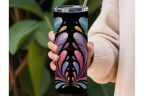 Peacock Feather Burst 20oz Tumbler Wrap Sublimation DesignSVG 