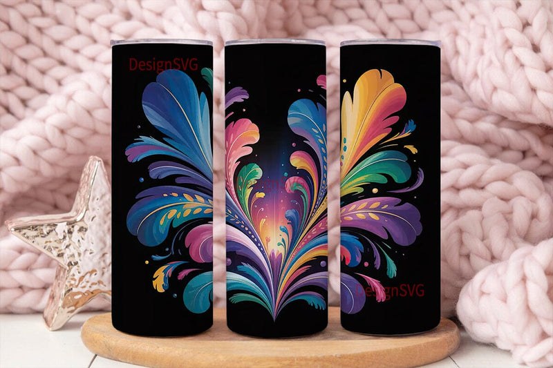 Peacock Feather Burst 20oz Tumbler Wrap Sublimation DesignSVG 