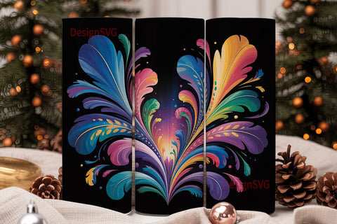 Peacock Feather Burst 20oz Tumbler Wrap Sublimation DesignSVG 