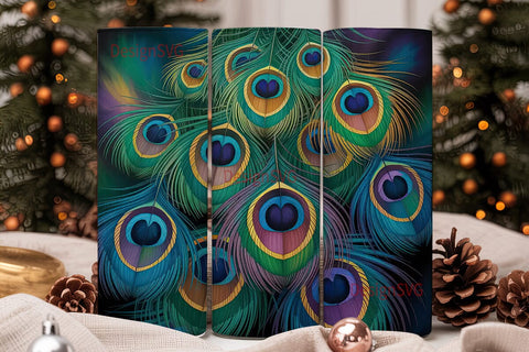 Peacock Feathers 20oz Tumbler Wrap Sublimation DesignSVG 