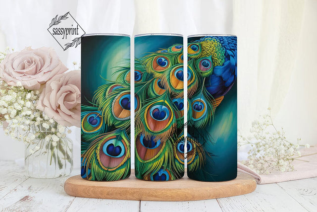 Peacock Feathers 20oz Tumbler Wrap Sublimation sassyprint 