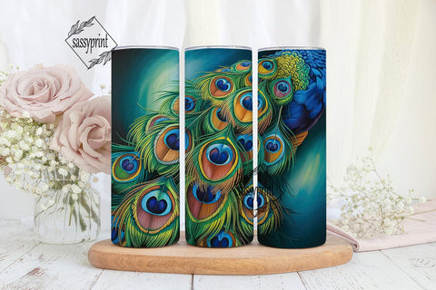Peacock Feathers 20oz Tumbler Wrap Sublimation sassyprint 