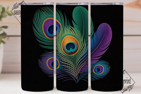 Peacock Feathers 20oz Tumbler Wrap Sublimation sassyprint 