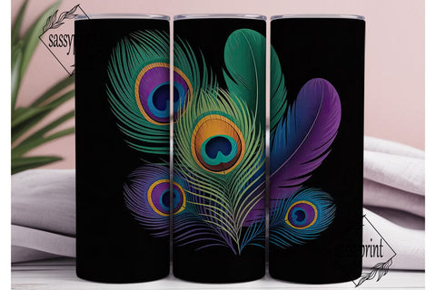 Peacock Feathers 20oz Tumbler Wrap Sublimation sassyprint 