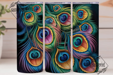Peacock Feathers 20oz Tumbler Wrap Sublimation sassyprint 