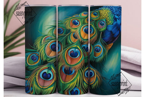 Peacock Feathers 20oz Tumbler Wrap Sublimation sassyprint 