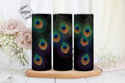 Peacock Feathers 20oz Tumbler Wrap Sublimation sassyprint 
