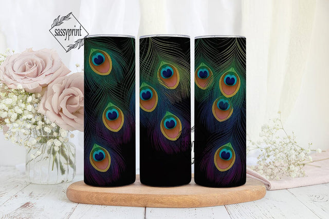 Peacock Feathers 20oz Tumbler Wrap Sublimation sassyprint 