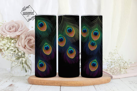 Peacock Feathers 20oz Tumbler Wrap Sublimation sassyprint 