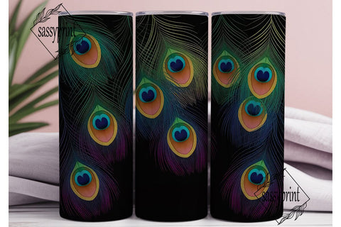 Peacock Feathers 20oz Tumbler Wrap Sublimation sassyprint 