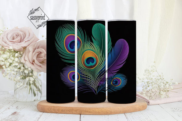 Peacock Feathers 20oz Tumbler Wrap Sublimation sassyprint 
