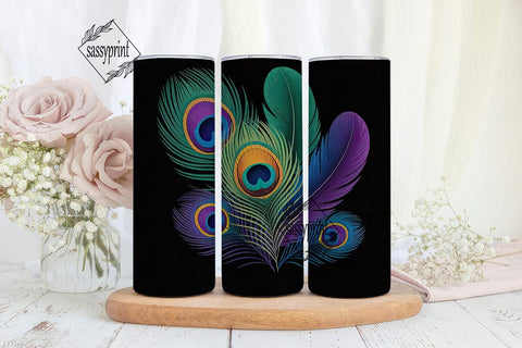 Peacock Feathers 20oz Tumbler Wrap Sublimation sassyprint 