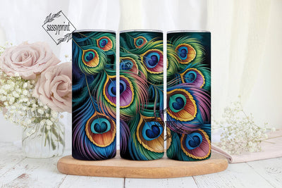 Peacock Feathers 20oz Tumbler Wrap Sublimation sassyprint 
