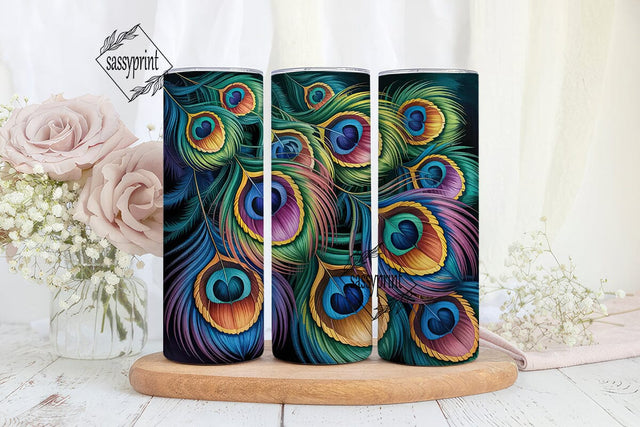 Peacock Feathers 20oz Tumbler Wrap Sublimation sassyprint 