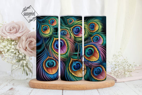Peacock Feathers 20oz Tumbler Wrap Sublimation sassyprint 
