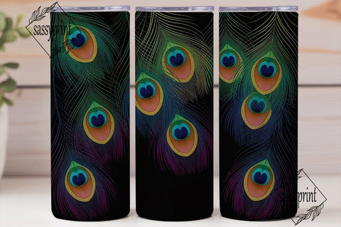 Peacock Feathers 20oz Tumbler Wrap Sublimation sassyprint 