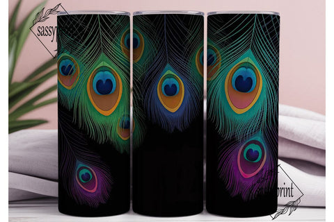 Peacock Feathers 20oz Tumbler Wrap Sublimation sassyprint 