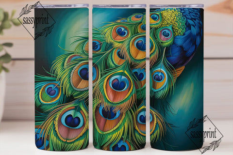 Peacock Feathers 20oz Tumbler Wrap Sublimation sassyprint 
