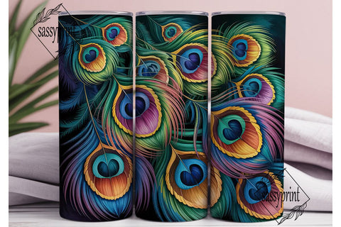 Peacock Feathers 20oz Tumbler Wrap Sublimation sassyprint 
