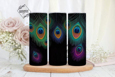 Peacock Feathers 20oz Tumbler Wrap Sublimation sassyprint 